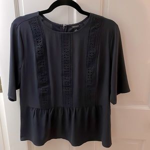 Like New Ann Taylor Peplum Top, Navy, M